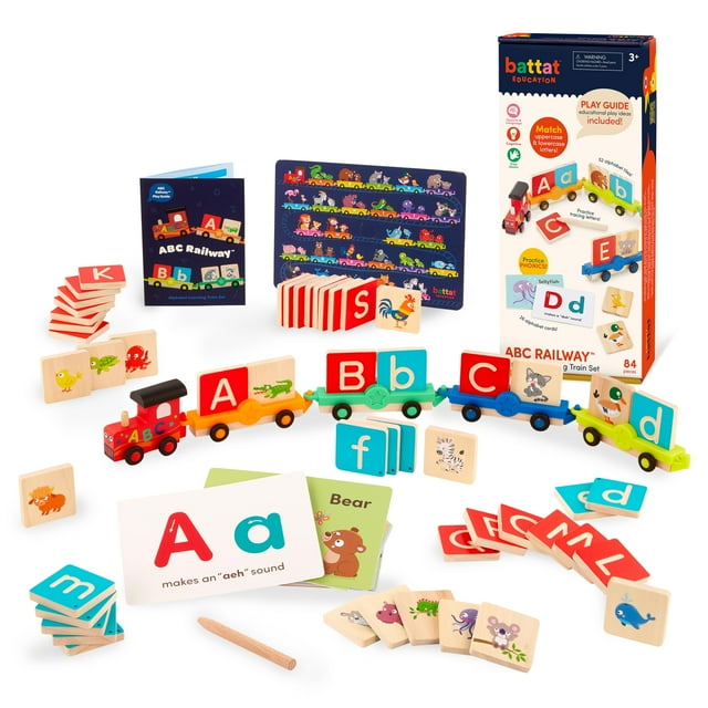 Battat Education – Wooden Letter Train Set – Alphabet Toy Train – Letter Train – ABC Train Toy – 3 Years + – 84 Pieces