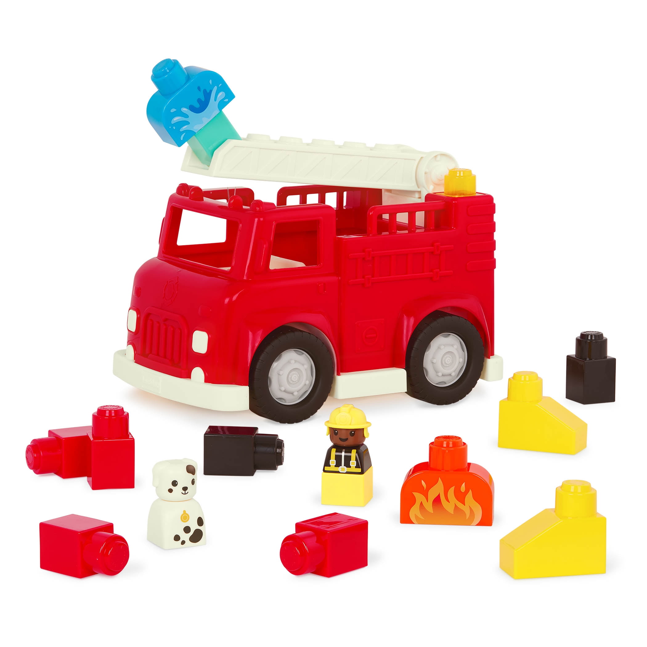Battat Fire Engine Red Toy Truck With 13 Blocks And 2 Figurines battat-fire-engine-red-toy-truck-with-13-blocks-and-2-figurines