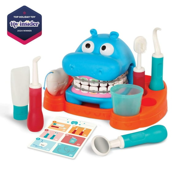 Battat Hippodontist Dentist Plastic Play Set with 14 Accessories, Toddler and Preschool Toys
