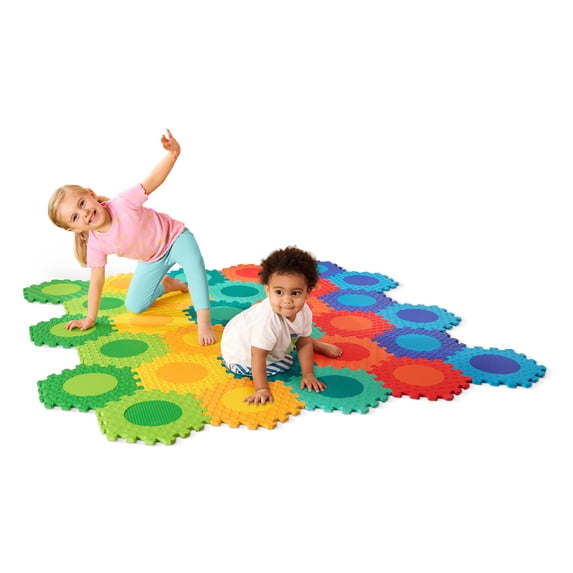 Battat Honeycomb Dots Sensory Foam Play Mat with Interlocking Tiles for Newborns +