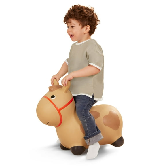 Battat Hoppin Pony Inflatable Bouncy Animal Ride-on, Preschool Toys for Toddlers 18 months +