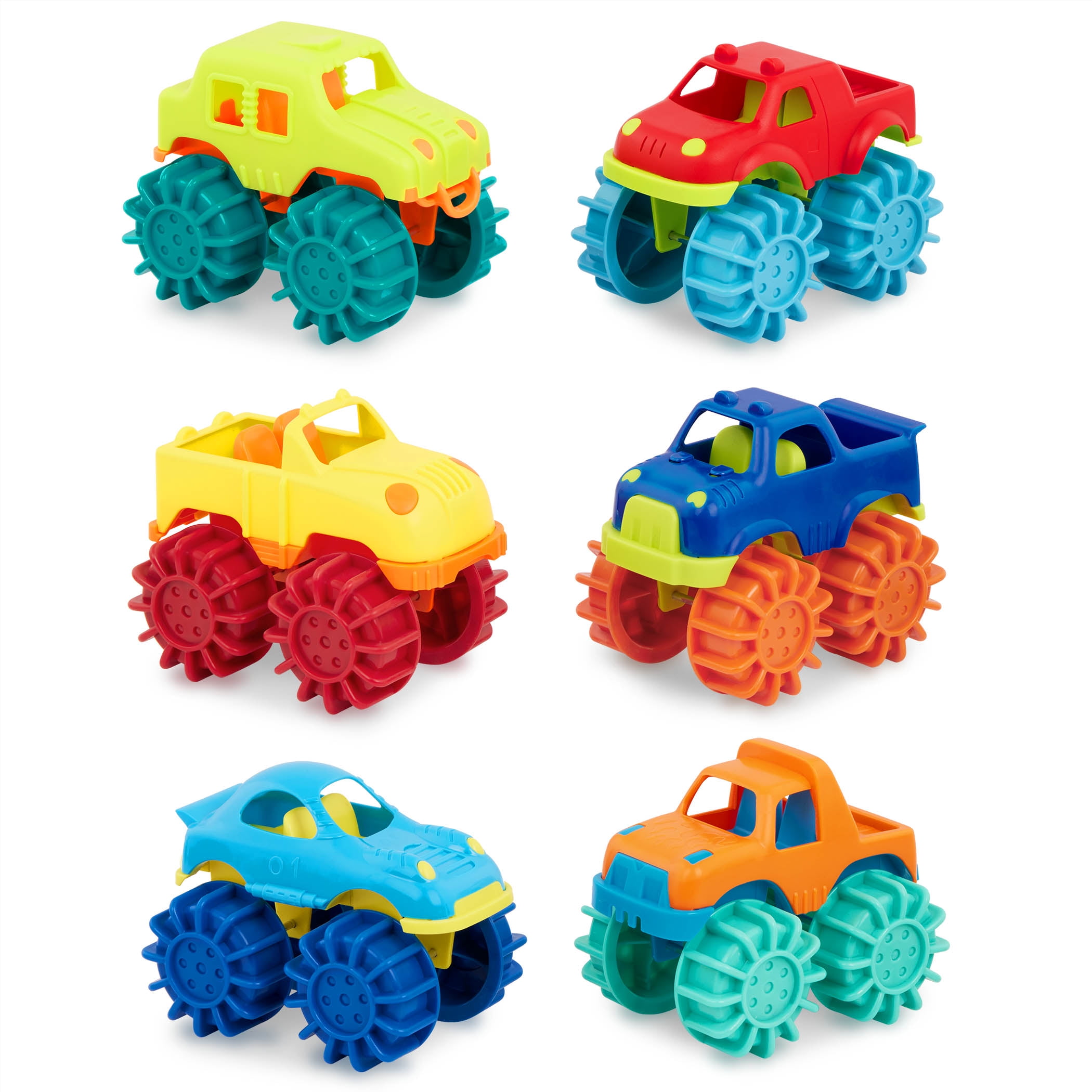 Battat Mini Monster Wheelies 6 Small Trucks Indoor & Outdoor, Toddler and Preschool Toys  (图1)