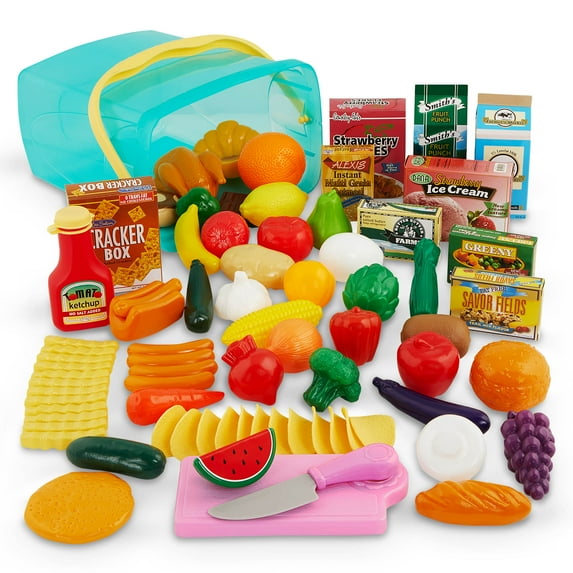 Battat Pantry in a Bucket Play Food Set with 70+ Pieces 11.46 in, Toddler and Preschool Toys