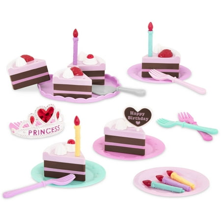 Battat Princess Birthday Party Pink Cake Playset with 24 Plastic Pieces, Toddler and Preschool Toys