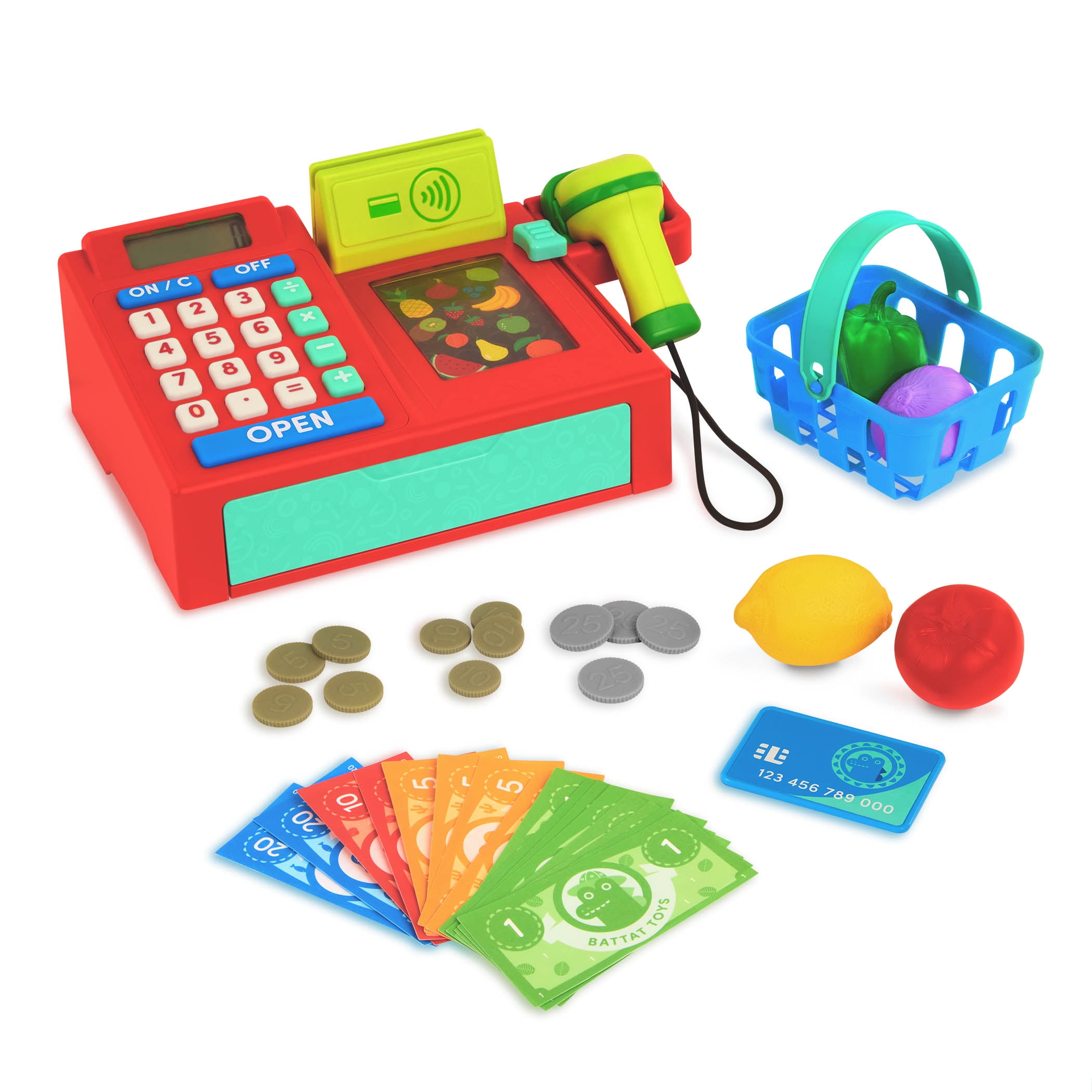 Battat Ring It Up Register Cashier Plastic Set with 35pcs Calculator, Toddler and Preschool Toys  (图1) Battat Ring It Up Register Cashier Plastic Set with 35pcs Calculator, Toddler and Preschool Toys  (图1)