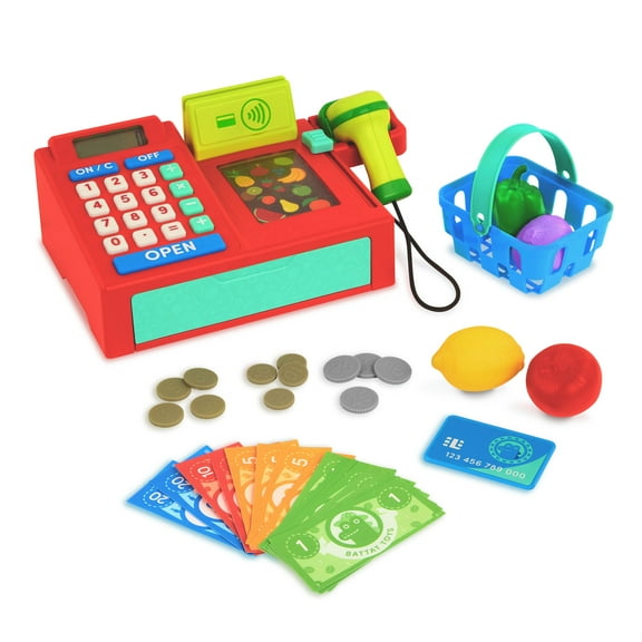 Battat Ring It Up Register Cashier Plastic Set with 35pcs Calculator, Toddler and Preschool Toys