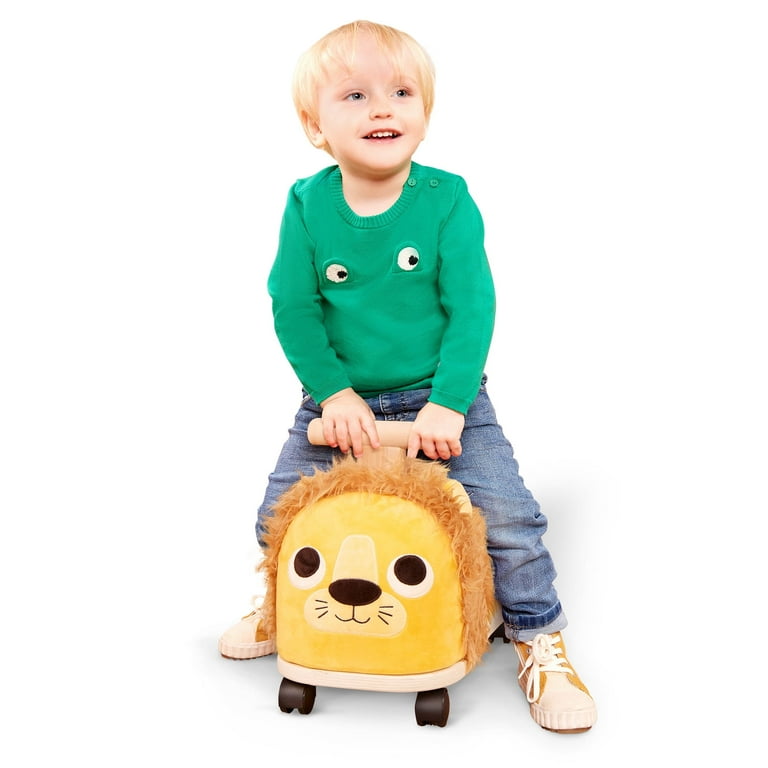 Battat Rollin' Lion Animal Ride-On Toy with Wooden Handle, Toddler