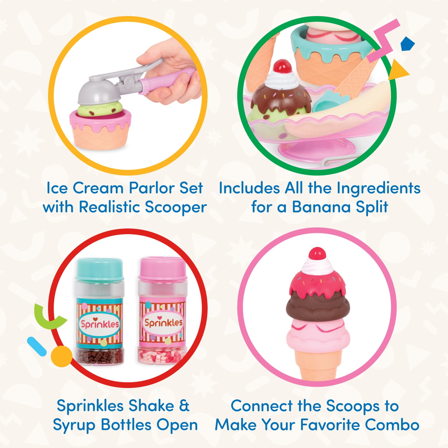 Battat Pretend Play Ice Cream Scoop and Serve Set for Kids, Sweet Treats Parlour Playset, 21 Pieces (图1) Battat Pretend Play Ice Cream Scoop and Serve Set for Kids, Sweet Treats Parlour Playset, 21 Pieces (图1)