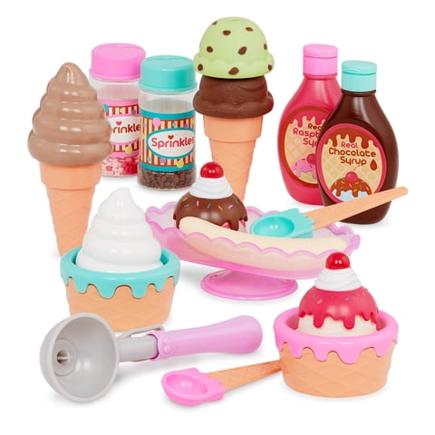 Battat Sweet Treats Ice Cream Parlour Plastic Playset with 21 Multicolor Pieces, Toddler and Preschool Toys