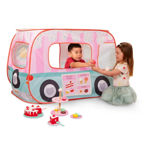 Battat Sweet Treats Pop-Up Shop Fabric Tent 25-Piece Dessert Set, Toddler and Preschool Toys