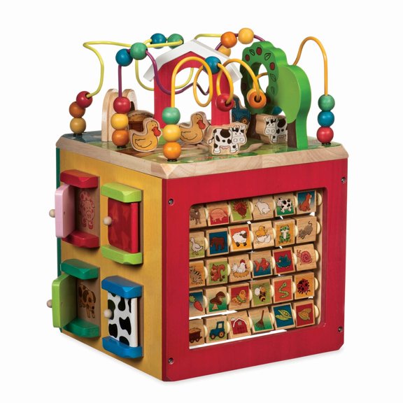 Battat – Wooden Activity Cube – Discover Farm Animals Activity Center for Kids 1 year + Standard