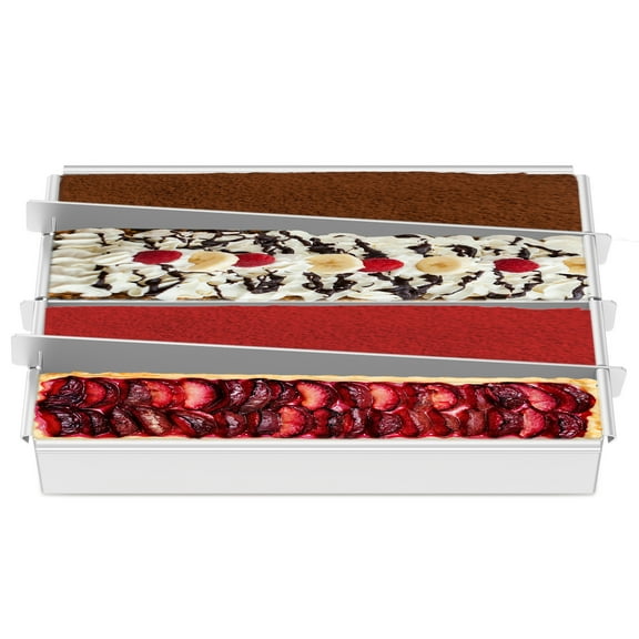 Battenberg Cake Pan Aluminum Alloy Nonstick Rectangular Cake Baking Tin with 3 Removable Dividers for Food Baking