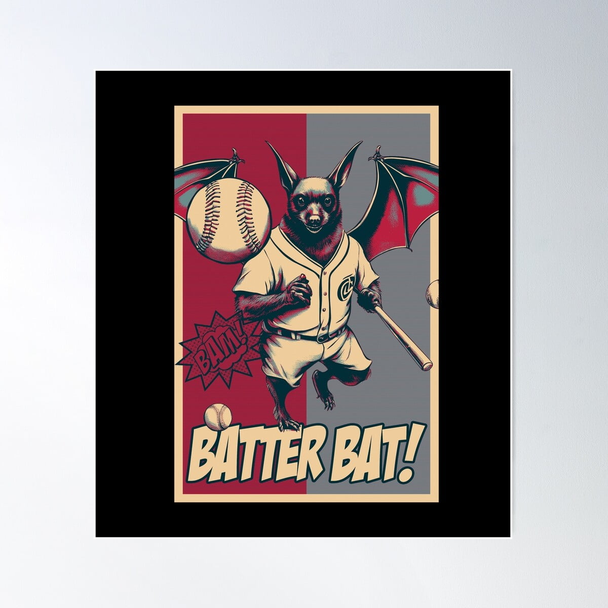 Batter Bat Funny Baseball Bat Hope Poster Wall Art, Modern Wall Decor