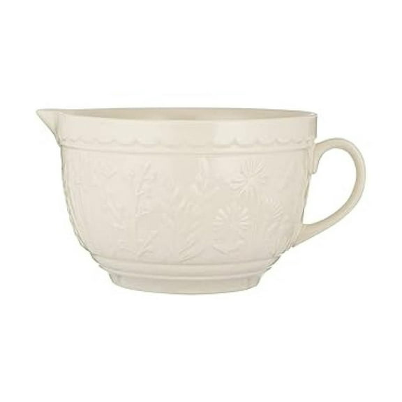 Batter Bowl 2 Qt, In The Meadow Collection - Stoneware Mixing Bowl with Handle & Pour Spout - Chip Resistant, Dishwasher, Microwave & Freezer Safe - Baking Essentials