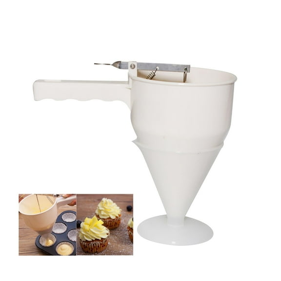 Batter Dispenser Funnel Mix with Handle Maker Cooking Tools Gourmet Pourer Batter Mixer for Baking Dessert Cake Takoyaki Kitchen Supplies Beige