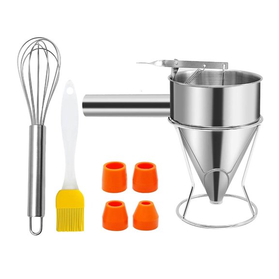 Batter Dispenser Pancakes and Waffles Making Tool Stainless Steel Designs