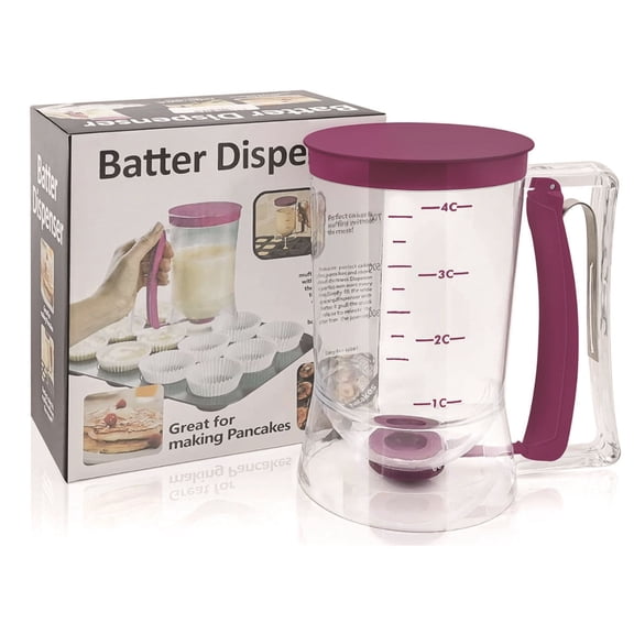 Batter Dispenser with Measurement Markings, Handheld Pancake Cupcake Waffle Batter Separator for Baking Muffin Crepe