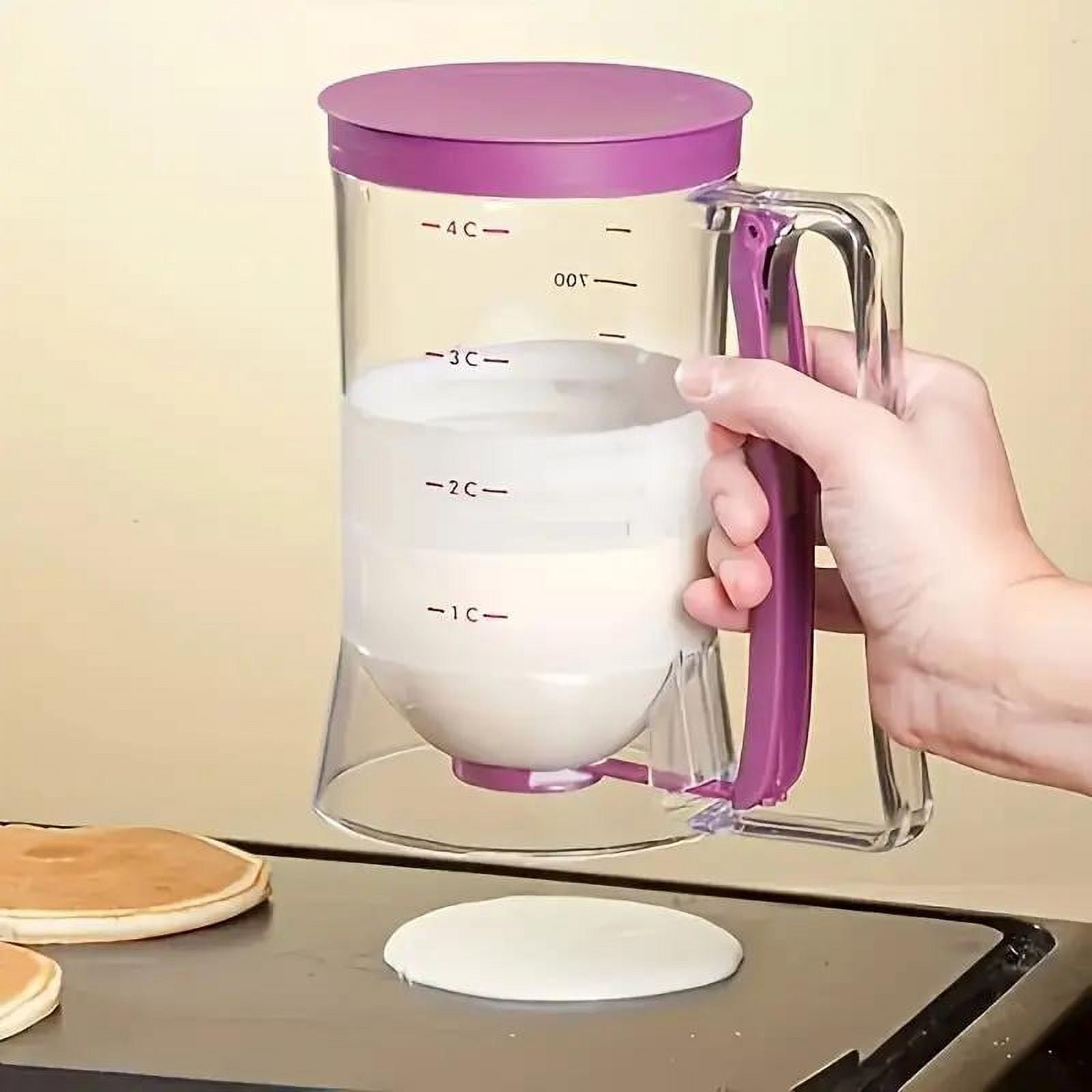 2-Pack Pancake Batter Dispenser - 4-Cup Capacity Squeeze Handle For Perfect Pancakes & Cupcakes