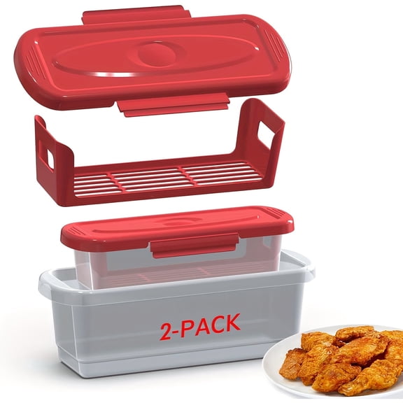 Batter Shaker Bowl with Lid One (Large) with One (Small) Mess-Free Bread Flour Flavoring Jar with Bread Tray, Suitable for Fried Chicken, Fried Fish, Onion Rings, Etc., Red Father Gift