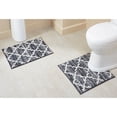 thumbnail image 1 of Better Trends 2-Piece Bathroom Rug Set, 17"x24" & 20"x20", 100% Cotton Soft, Water Absorbent, Non-Slip Bath Mat Machine Washable - Ideal for Sink, Toilet Base, Tub or Shower Savio Collection - Gray, 1 of 7