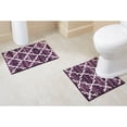 thumbnail image 1 of Better Trends 2-Piece Bathroom Rug Set, 17"x24" & 20"x20", 100% Cotton Soft Water Absorbent, Non-Slip Bath Mat Machine Washable - Ideal for Sink, Toilet Base, Tub or Shower Savio Collection - Purple, 1 of 7