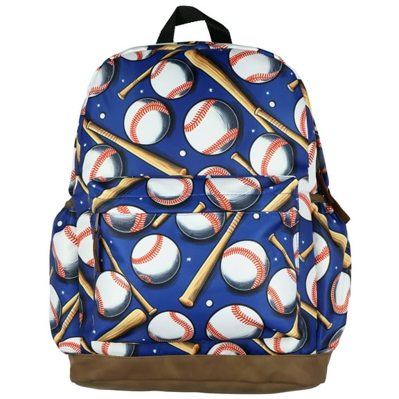 Batter Up! 16" Backpack Baseballs and Bats Travel School Book Bag for Daily Use