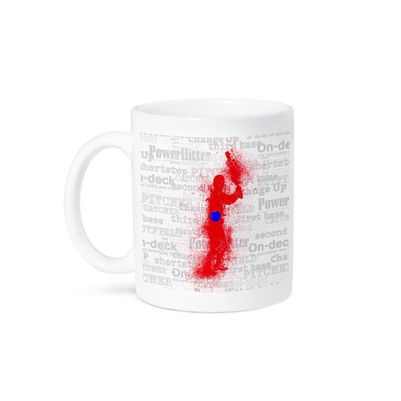 3drose, Batter Up Baseball Theme in Red and Blue Sports Theme, 15oz Mug