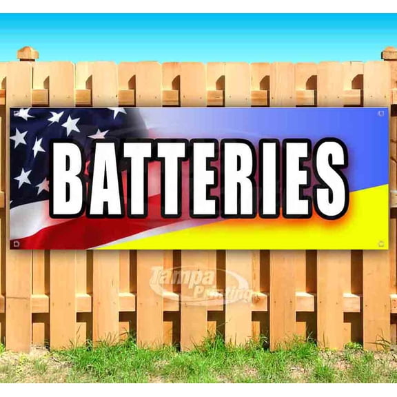 Batteries 13 oz Vinyl Banner With Metal Grommets