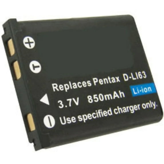 Batteries N Accessories BNA-WB-DLI63 Digital Camera Battery - Li-Ion, 3.7V, 850 mAh, Ultra High Capacity Battery - Replacement for Pentax DL-i63 Battery