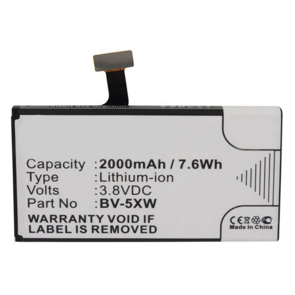 Batteries N Accessories BNA-WB-L3444 Cell Phone Battery - Li-Ion, 3.8V, 2000 mAh, Ultra High Capacity Battery - Replacement for Microsoft BV-5XW Battery