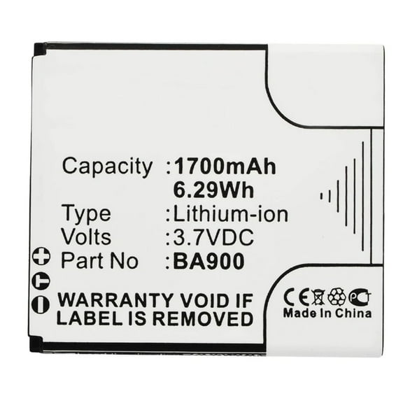 Batteries N Accessories BNA-WB-L3666 Cell Phone Battery - Li-Ion, 3.7V, 1700 mAh, Ultra High Capacity Battery - Replacement for Sony Ericsson BA900 Battery