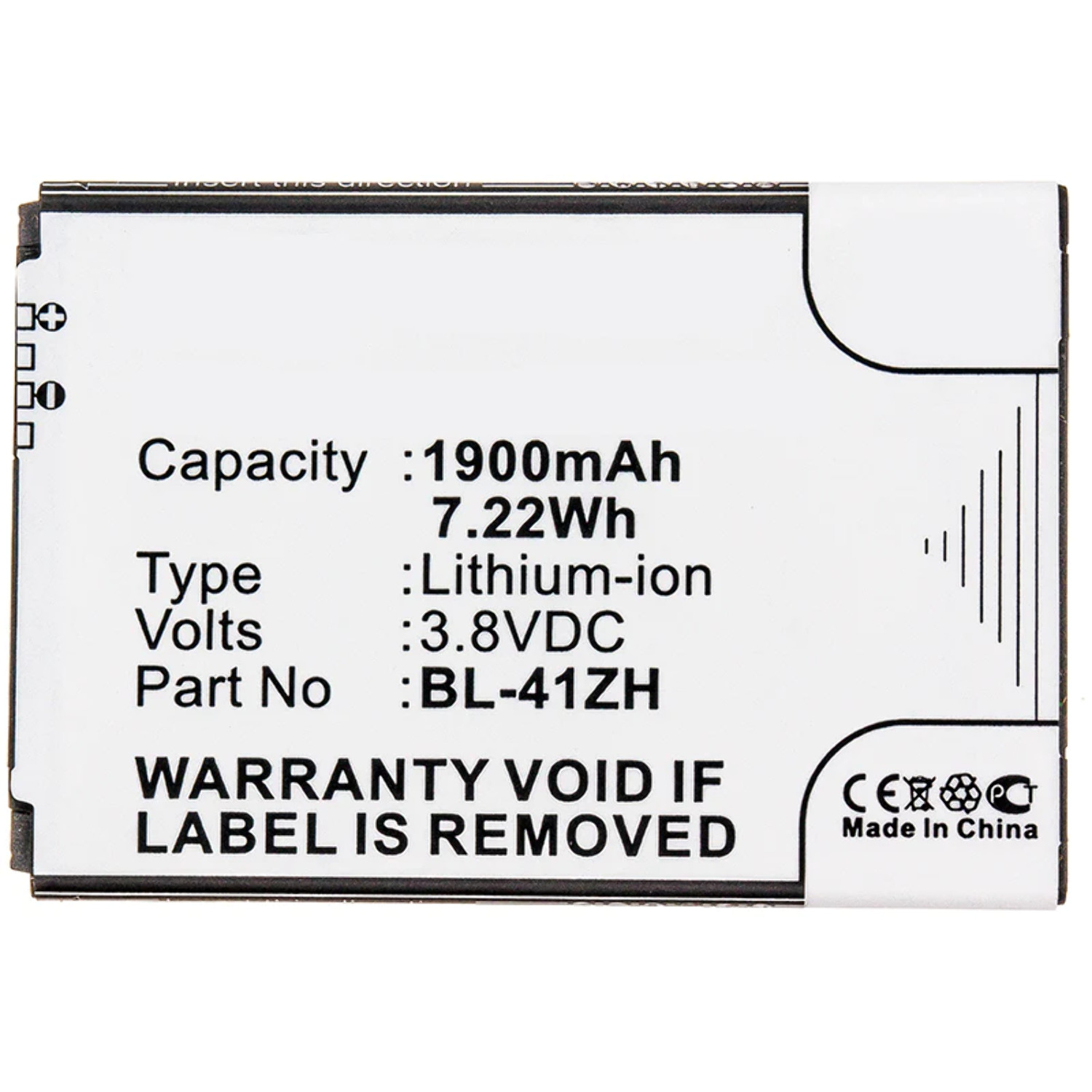 Batteries N Accessories BNA-WB-L3853 Cell Phone Battery - Li-ion, 3.8, 1900mAh, Ultra High Capacity Battery - Replacement for LG BL-41ZH, BL-41ZHB, EAC62378407 Battery - image 1 of 2