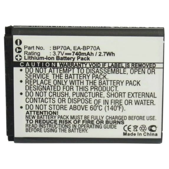 Batteries N Accessories BNA-WB-L9124 Digital Camera Battery - Li-ion, 3.7V, 740mAh, Ultra High Capacity - Replacement for Samsung BP-70A Battery