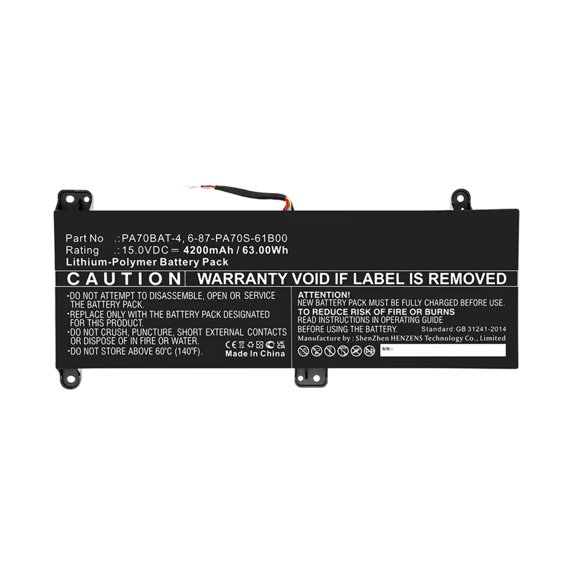 Batteries N Accessories BNA-WB-P15927 Laptop Battery - Li-Pol, 15V, 4200mAh, Ultra High Capacity - Replacement for Clevo PA70BAT-4 Battery