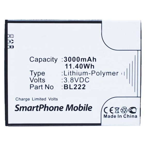 Batteries N Accessories BNA-WB-P3417 Cell Phone Battery - Li-Pol, 3.8V, 3000 mAh, Ultra High Capacity Battery - Replacement for Lenovo BL222 Battery