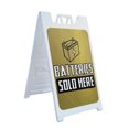 thumbnail image 1 of Batteries Sold Here  24" x 36" Double Sided A-Frame Sidewalk Sign, Includes 2 Plastic Inserts | Foldable Portable White Signicade Sandwich Board Signs, 1 of 5
