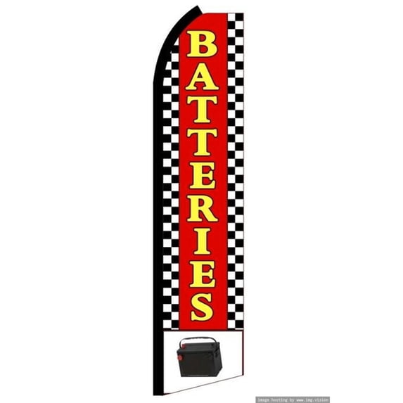 Batteries Swooper Flag (Hardware Not Included) |Advertisement /Business Flags | Feather Flag |