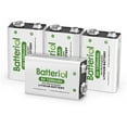 thumbnail image 1 of Batteriol 9V Lithium Batteries 1200mAh, Non-Rechargeable, 10 Year Shelf Life, Long-Lasting Power for Smoke Detector and Guitar Pedals 4 Pack, 1 of 6