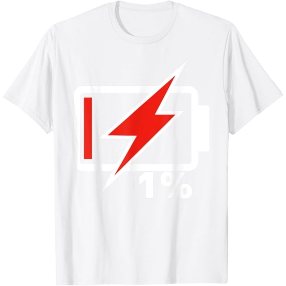Battery 1% shirt low energy Battery tshirt battery low T-ShirtMen and women, Black T-shirt, size: Extra large S-4XL