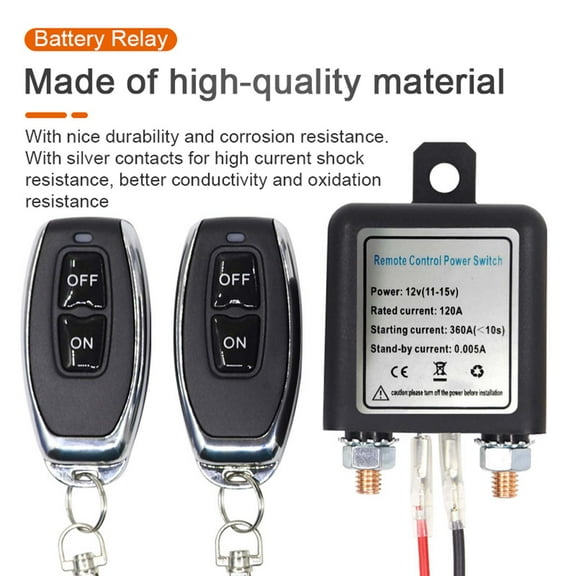 Battery 12 V Car Battery Relay Wireless Remote Battery Disconnect Switch Battery Switch Isolator Power Cut Master Switch With 2 Remote Controllers