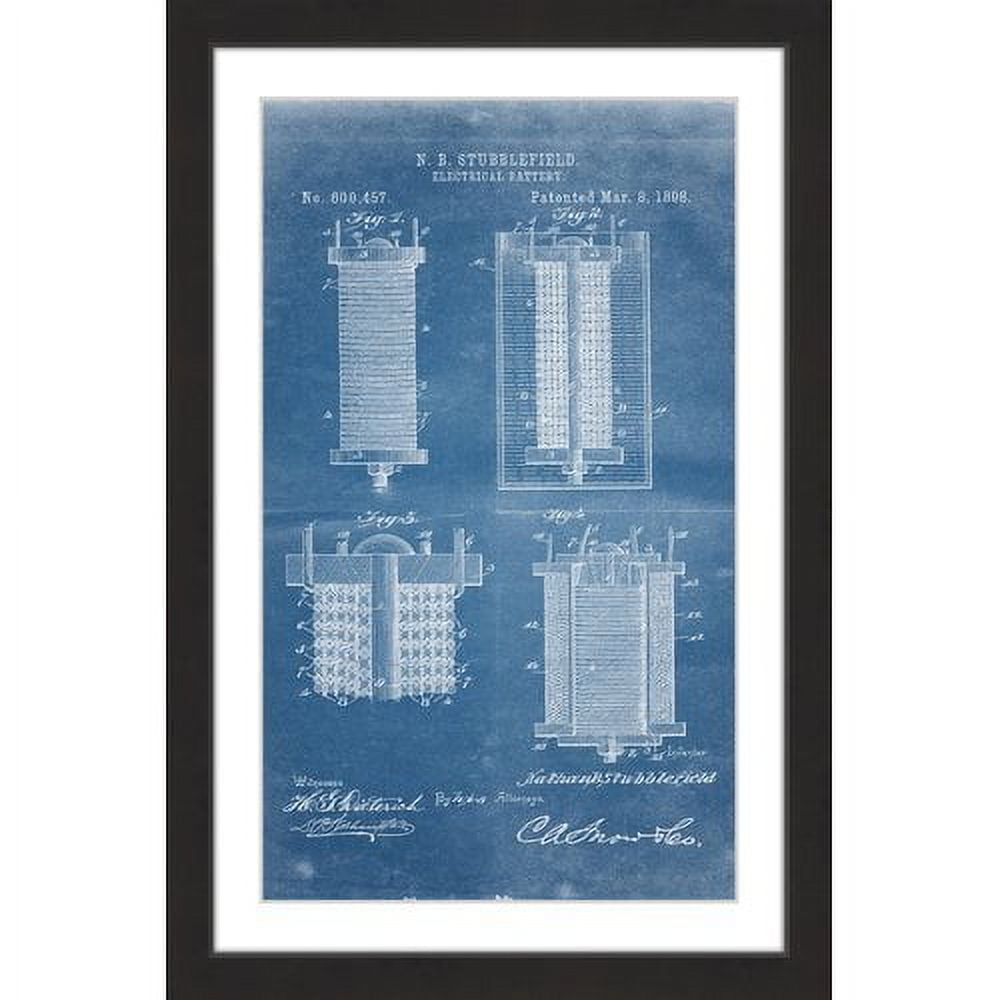 "Battery 1898 Blueprint" Framed Painting Art Print