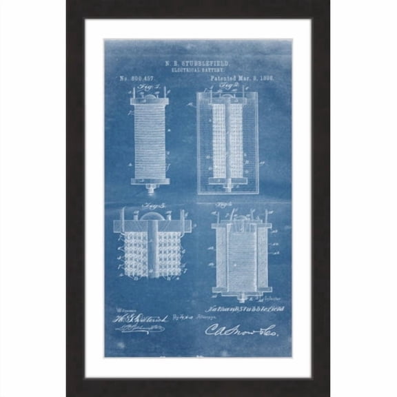 "Battery 1898 Blueprint" Framed Painting Print