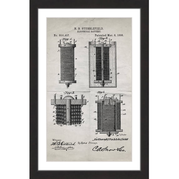"Battery 1898 Old Paper" Framed Painting Print