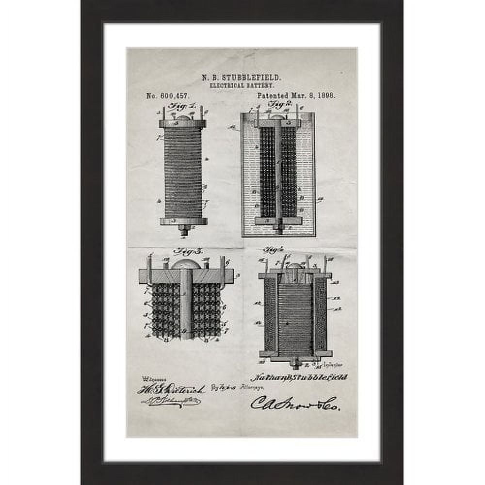 "Battery 1898 Old Paper" Framed Painting Print