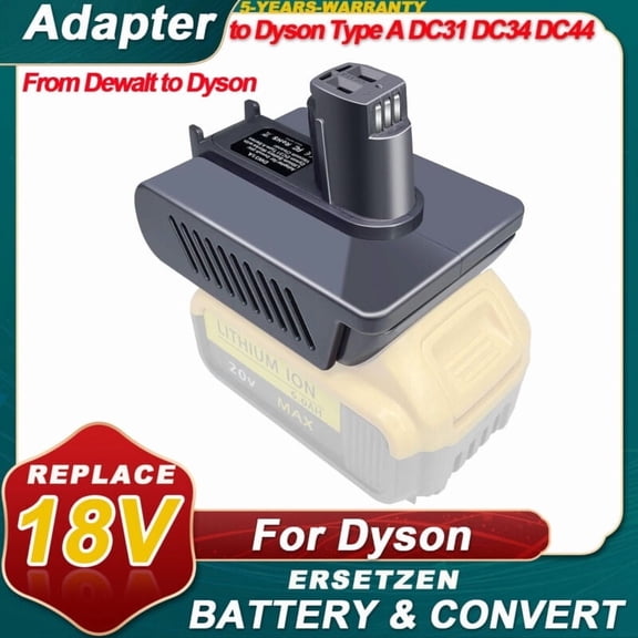 Battery Adapter for Dy.son Type A DC31 DC35 DC34 DC45 Vacuum Cleaner, Adapter Convert for De*walt 20V Lithium to Dy*son Type A 22.2V Battery (Not for Type B)