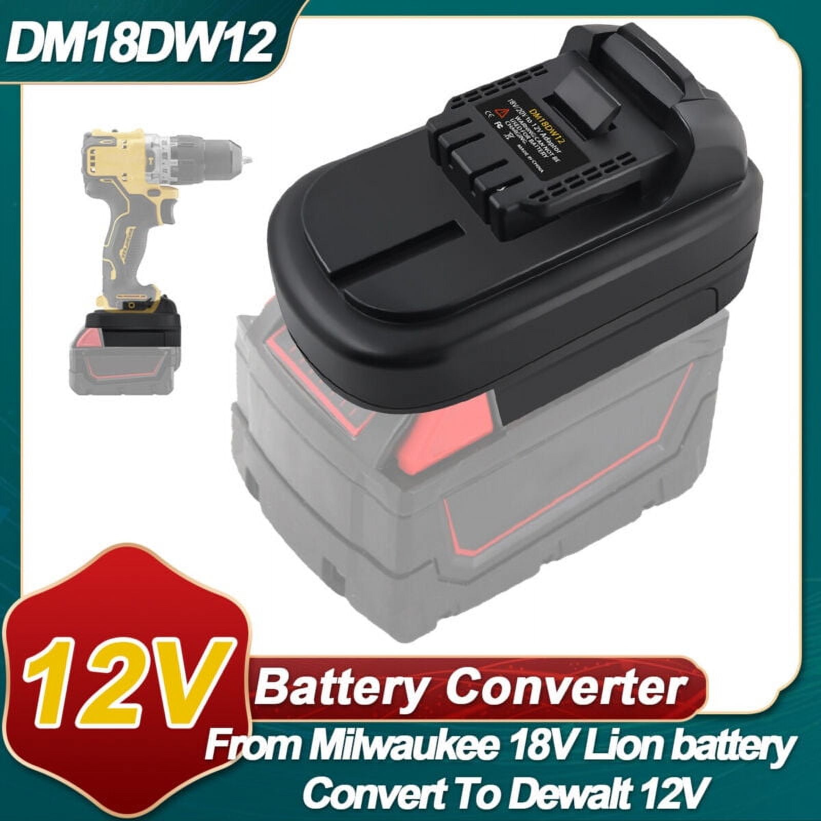 Battery Adapter for Milwaukee 18V to 12V Power Tools DM18DW12 Adapter Converter for Dewalt 20V Milwaukee M18 18V to Replace for Dewalt 12V Li ion Battery Adapter Only Walmart