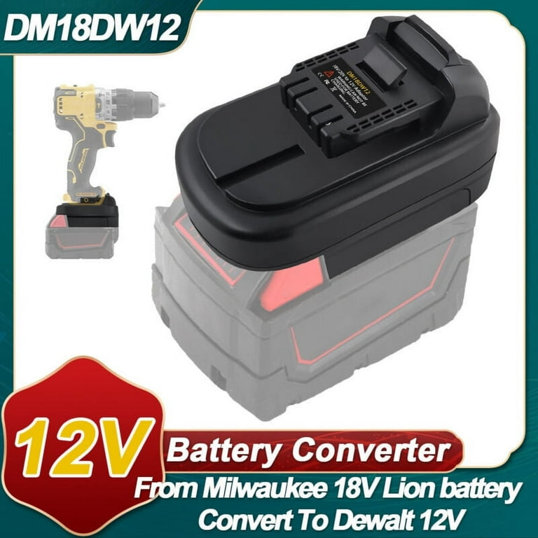 Battery Adapter for Milwaukee 18V to 12V Power Tools DM18DW12 Adapter Converter for Dewalt 20V Milwaukee M18 18V to Replace for Dewalt 12V Li ion