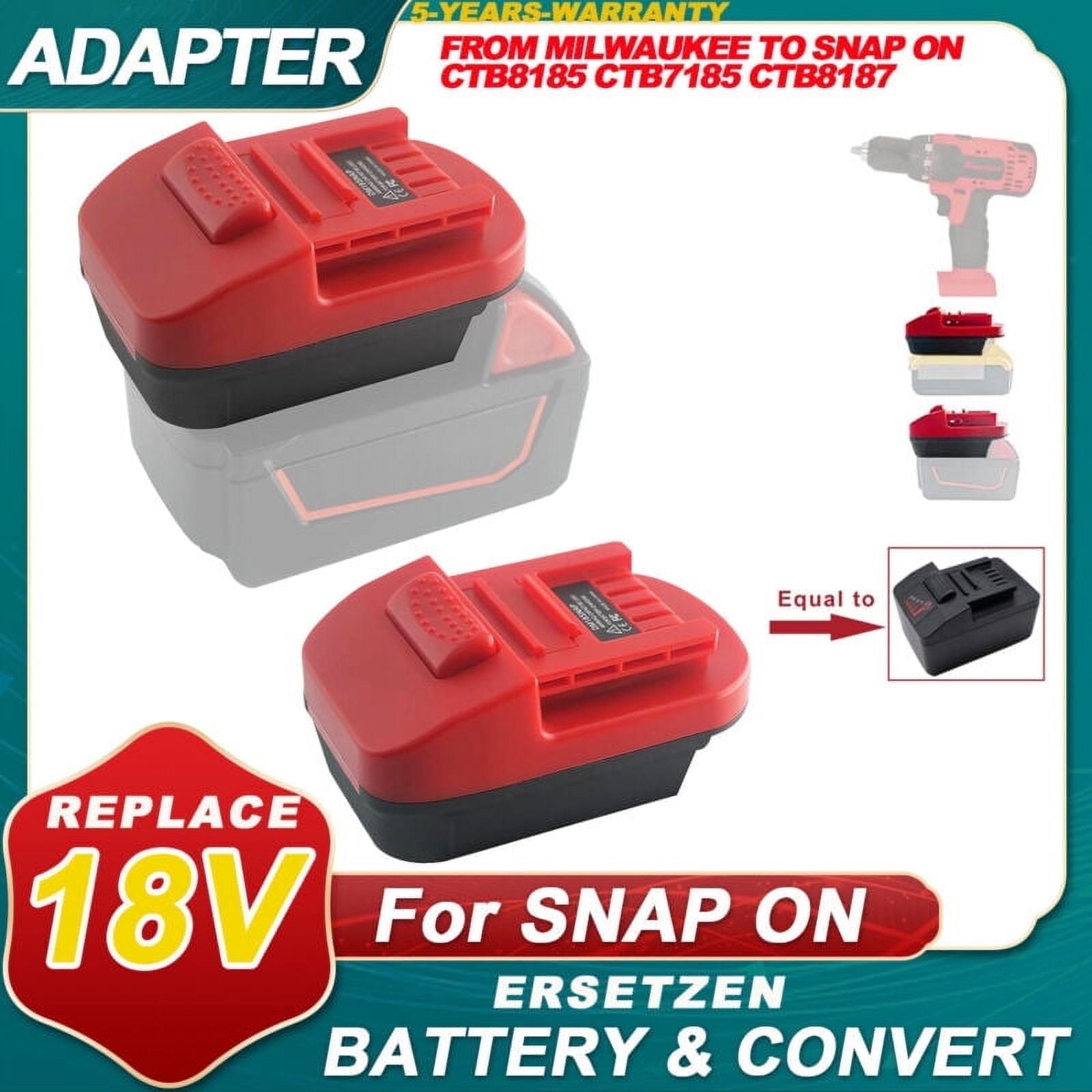 Battery Adapter for Snap*on 18V,for De*walt 20V 60V &for Mil*wau*kee 18V Lithium Battery Convert to for Snap*on 18V CTB8185 CTB7185 CTB8187 Battery Converter，Power for Snap*on 18V Cordless Tools