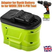 Battery Adapter for Ryobi 18V Convert to for WORX 20V 4-PIN Cordless Power Tools