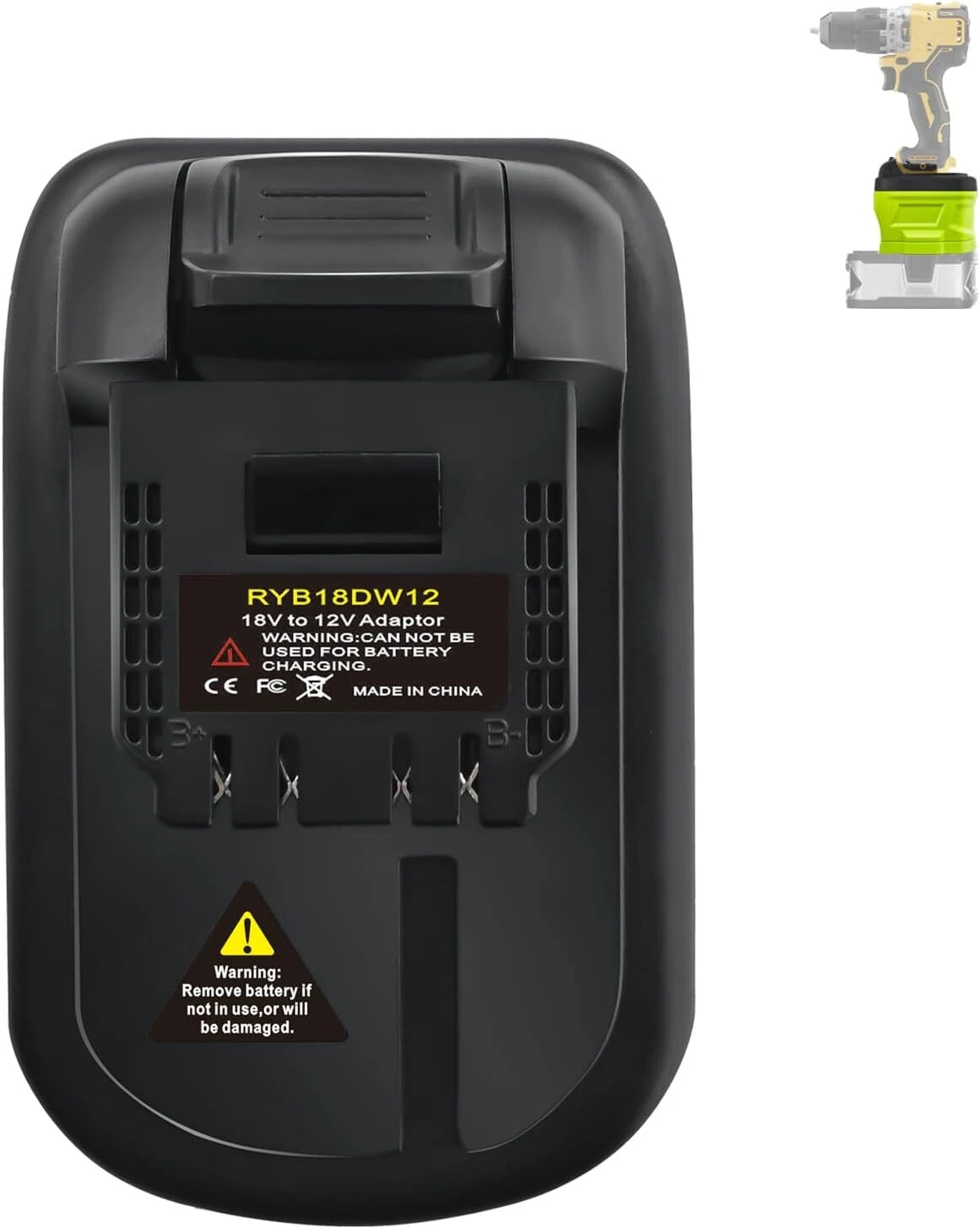 Battery Adapter for Ryobi 18V Li-ion Battery Convert to for Dewalt 12V Tool Use
